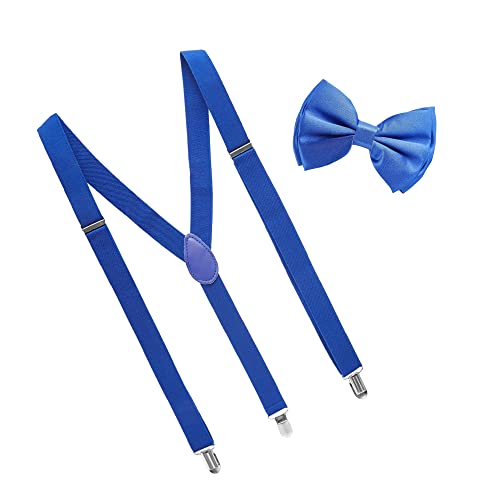 Man of Men - Bowtie & Suspender Sets - Solid Colors (Blue) - Image 1