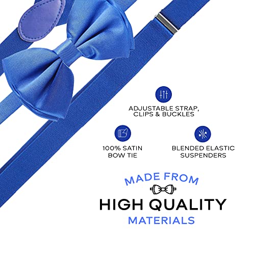 Man of Men - Bowtie & Suspender Sets - Solid Colors (Blue) - Image 2