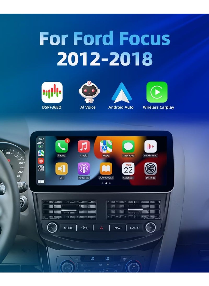 فيريكس ستيريو سيارة أندرويد 12.3 بوصة لفورد فوكس 2012 إلى 2019 4 جيجابايت رام دعم Apple Carplay Android Auto شاشة لمس QLED لاسلكية 4G Wifi AHD كاميرا متضمنة بلوتوث  - Image 2