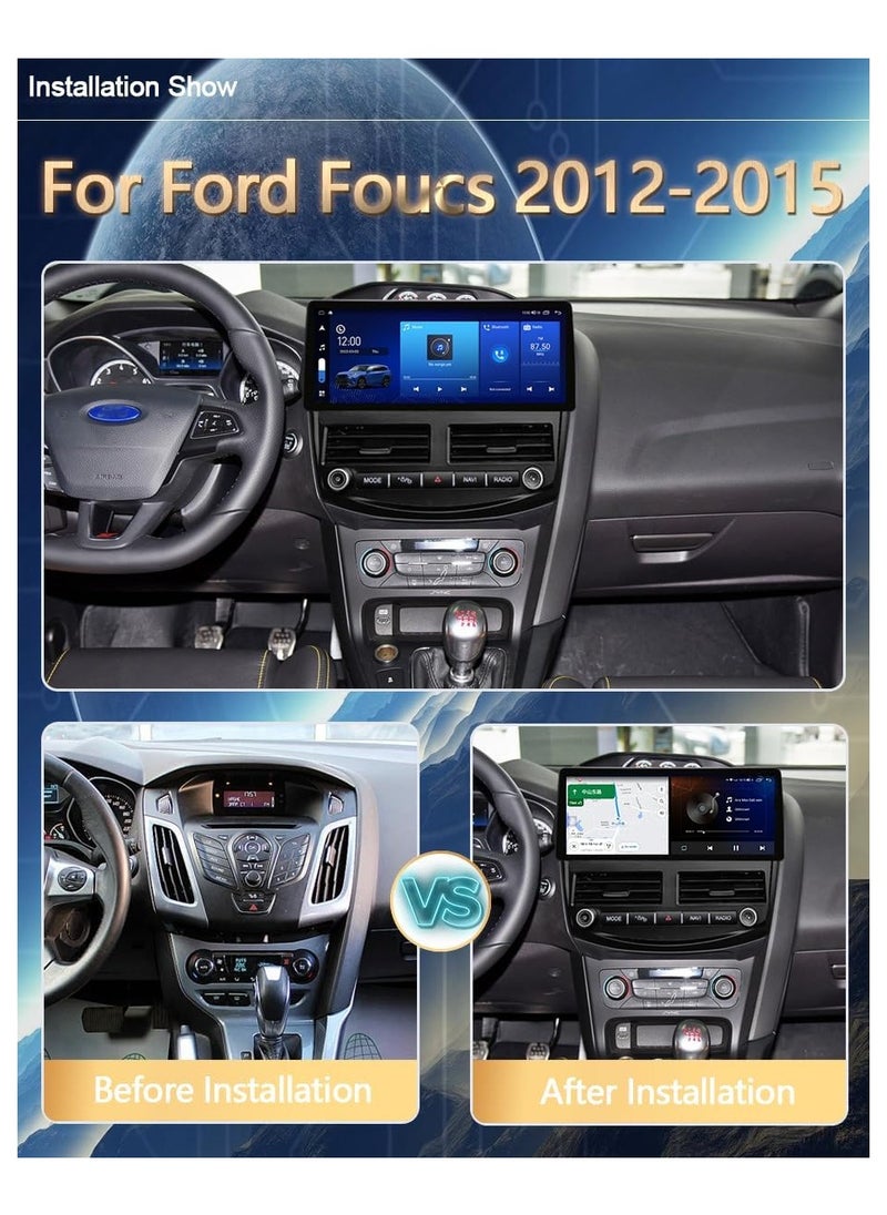 فيريكس ستيريو سيارة أندرويد 12.3 بوصة لفورد فوكس 2012 إلى 2019 4 جيجابايت رام دعم Apple Carplay Android Auto شاشة لمس QLED لاسلكية 4G Wifi AHD كاميرا متضمنة بلوتوث  - Image 3