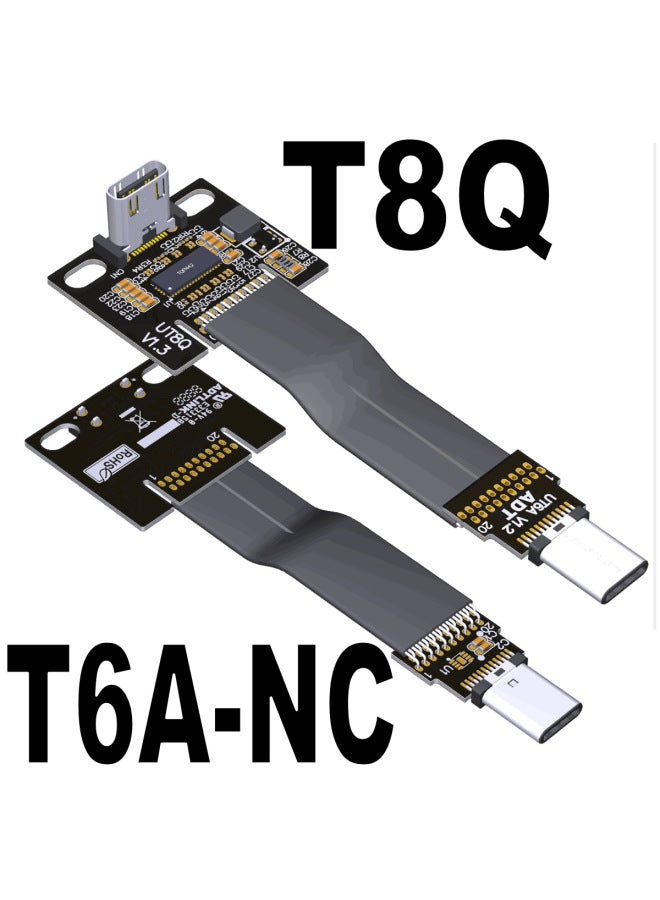 USB3.2 كابل تمديد صف مرن مرن وناعم للبيانات المسطحة C ذكر من النوع C خفيف ورقيق قصير ADT Gen2x2 20g- اللون: T9a-t8t-nc بدون Ic 20p White Dot=0-120cm  - Image 5