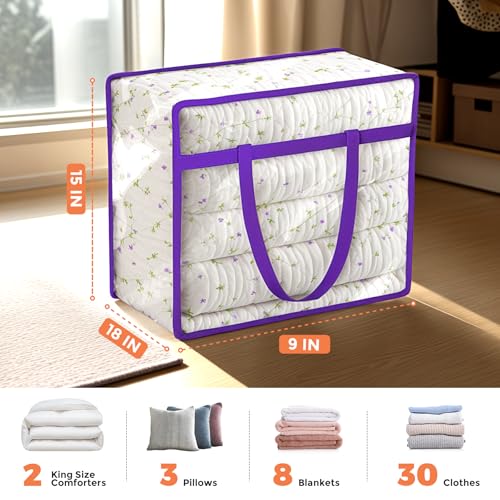 Budding Joy 6 Pack Clear Zippered Storage Bags for Clothes,40L Closet Organizers and Storage Containers Vinyl Moving Bag for Bedding, Linen, Blankets, Comforters, Clothing & Toys - Image 2