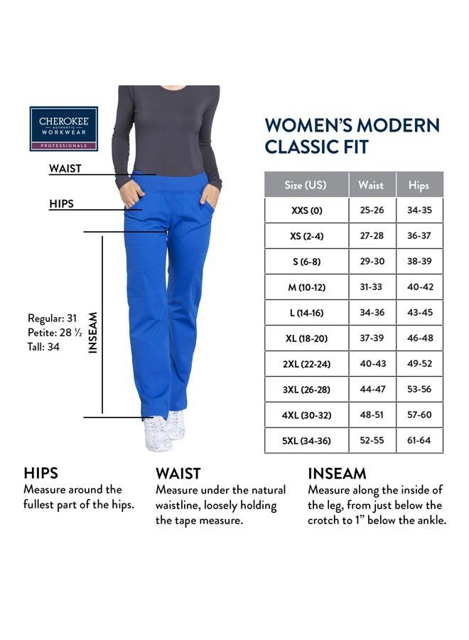 Cherokee Women's Professionals Ww170 Mid Rise Straight Leg Pull-On Pant X-Small Royal - Image 4
