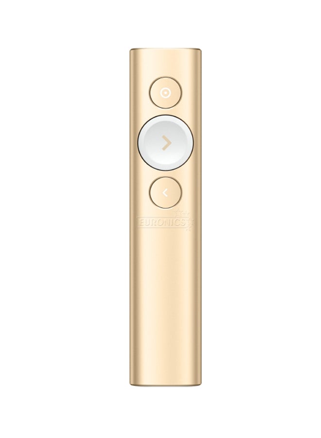 Logitech Spotlight Wireless Presentation Remote, 2.4 GHz and Bluetooth, USB-Receiver, Digital Laser Pointer, 30-Meter Operating Range, Dual Connectivity, Timer, PC/Mac/Android/iOS Gold - Image 1