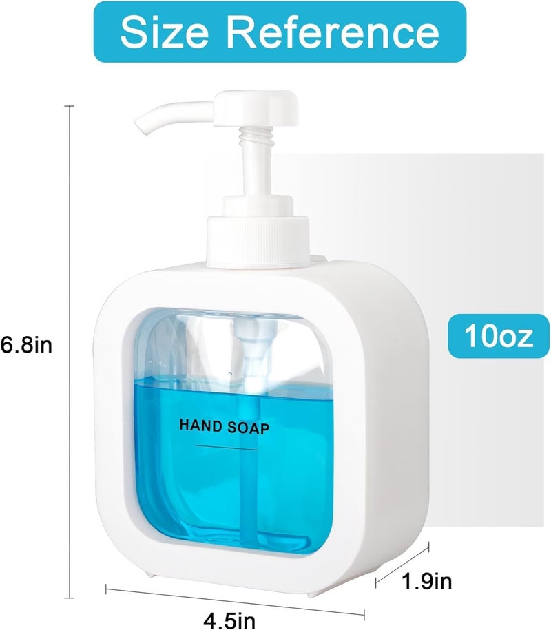 FEXONXA زجاجات موزع الصابون السائل البلاستيكية FEXONXA مع مضخة، 450 مل، شفاف، أبيض، 1 قطعة - Image 3