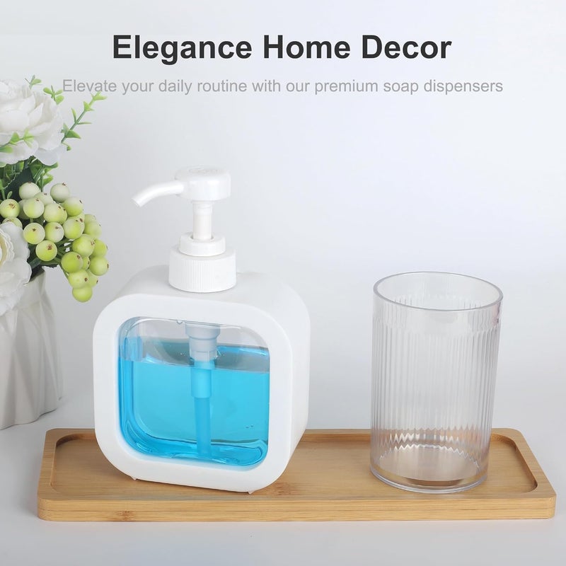 FEXONXA زجاجات موزع الصابون السائل البلاستيكية FEXONXA مع مضخة، 450 مل، شفاف، أبيض، 1 قطعة - Image 2