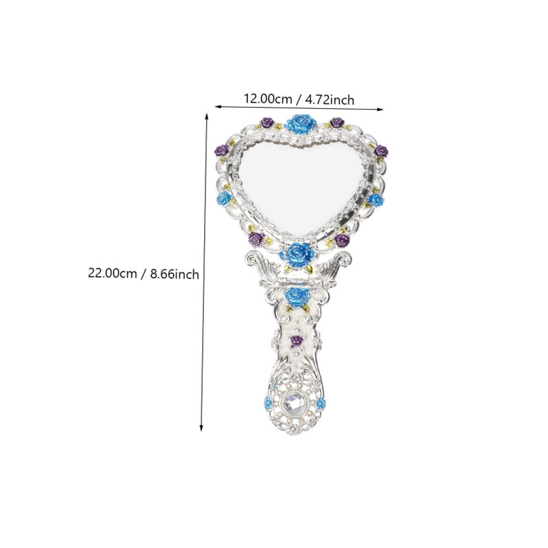 Vintage Ornate Heart Shaped Handheld Makeup Mirror High Definition Portable for Travel - Image 5