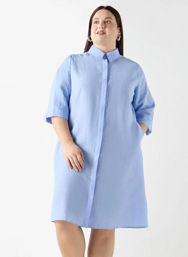 Ulla Popken Plus Size Ulla Popken Shirt Dress with Pocket
