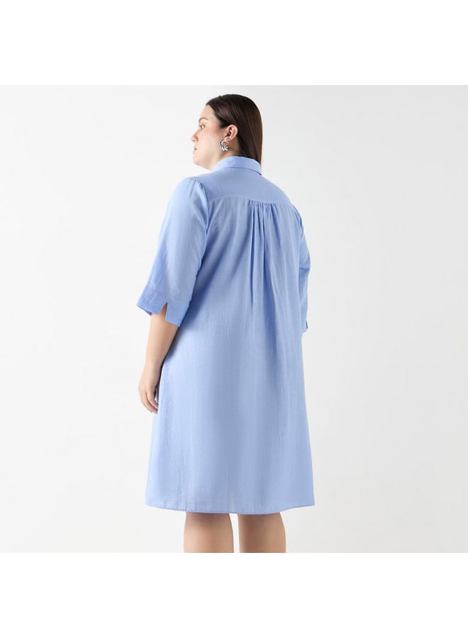 Ulla Popken Plus Size Ulla Popken Shirt Dress with Pocket  - Image 3