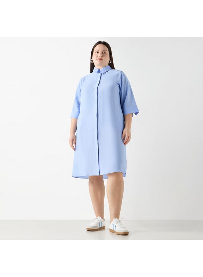 Ulla Popken Plus Size Ulla Popken Shirt Dress with Pocket  - Image 2