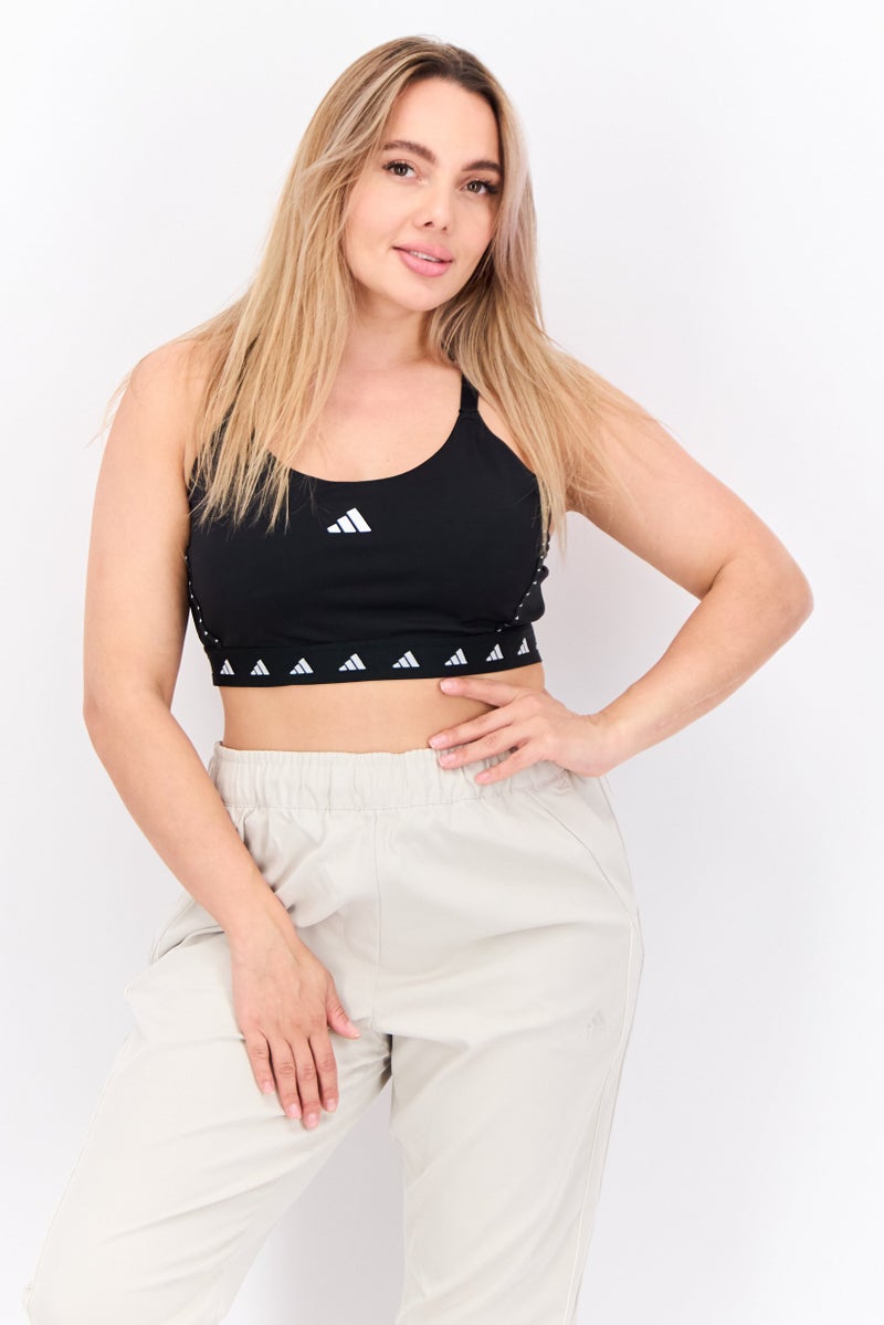 Adidas Women Brand Logo Padded Sports Bra, Black - Image 1