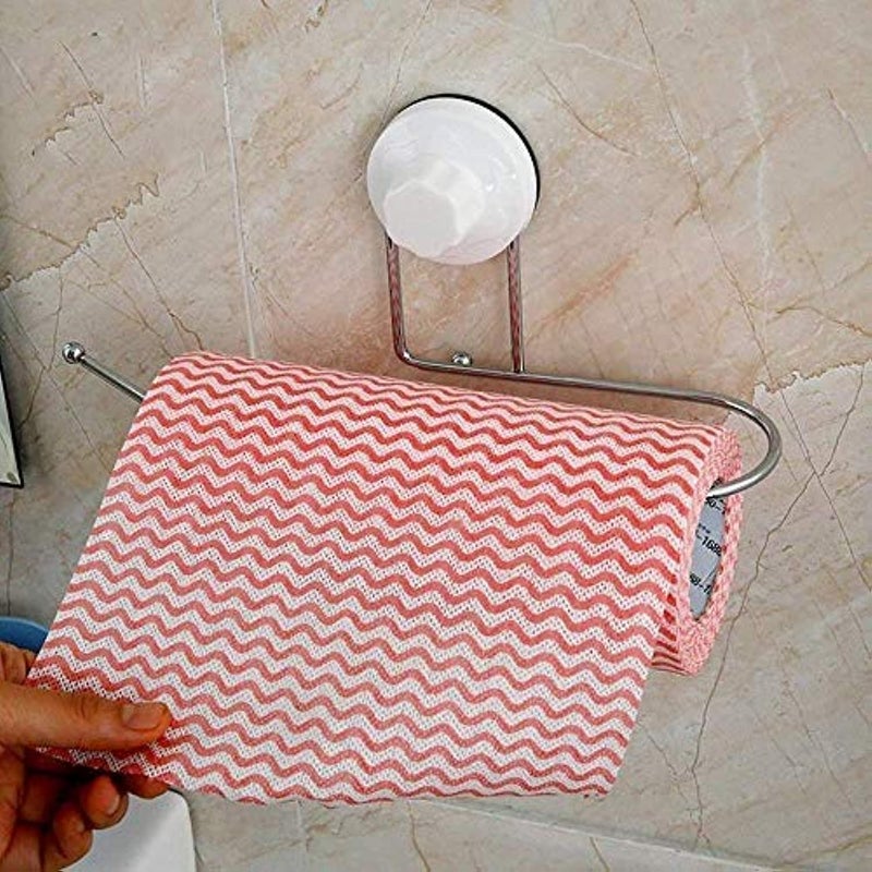 Vruta Trong Chrome Stainless Steel Self Adhesive Suction Cup Roll Paper Holder Wall Mounted Bathroom Toilet Paper Towel Holder Hanger - Image 1