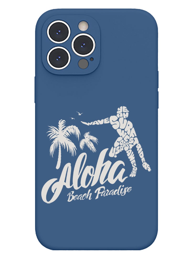 Theodor Protective Slim Fit Case Liquid Silicone Cover with Full Body Protection Anti-Scratch Shockproof Case For iPhone 12 Pro Max Blue  - Aloha Beach Paradise white copy - Image 1