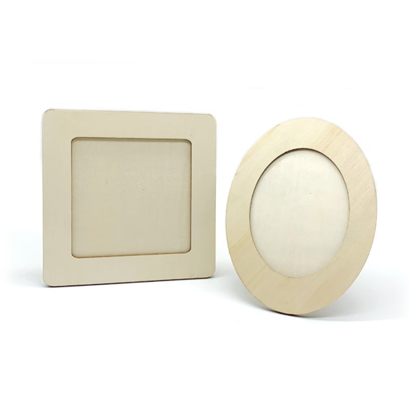 Children'S Handmade Diy Wooden Po Frame Kindergarten Coloring Ultra-Light Clay 5Inch 6Inch Wooden Po Frame White Blank - Image 3