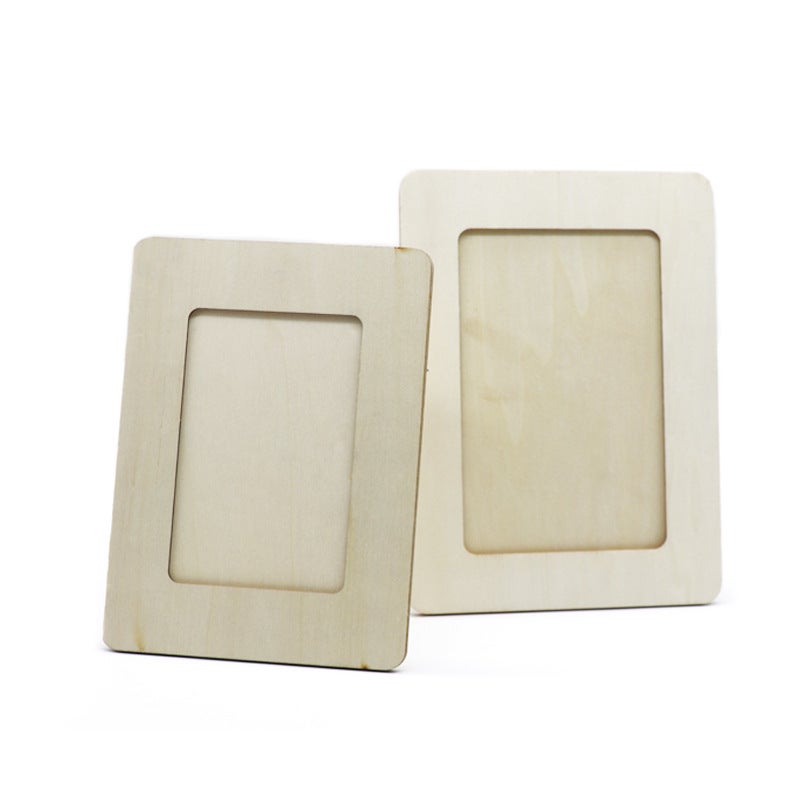 Children'S Handmade Diy Wooden Po Frame Kindergarten Coloring Ultra-Light Clay 5Inch 6Inch Wooden Po Frame White Blank - Image 5