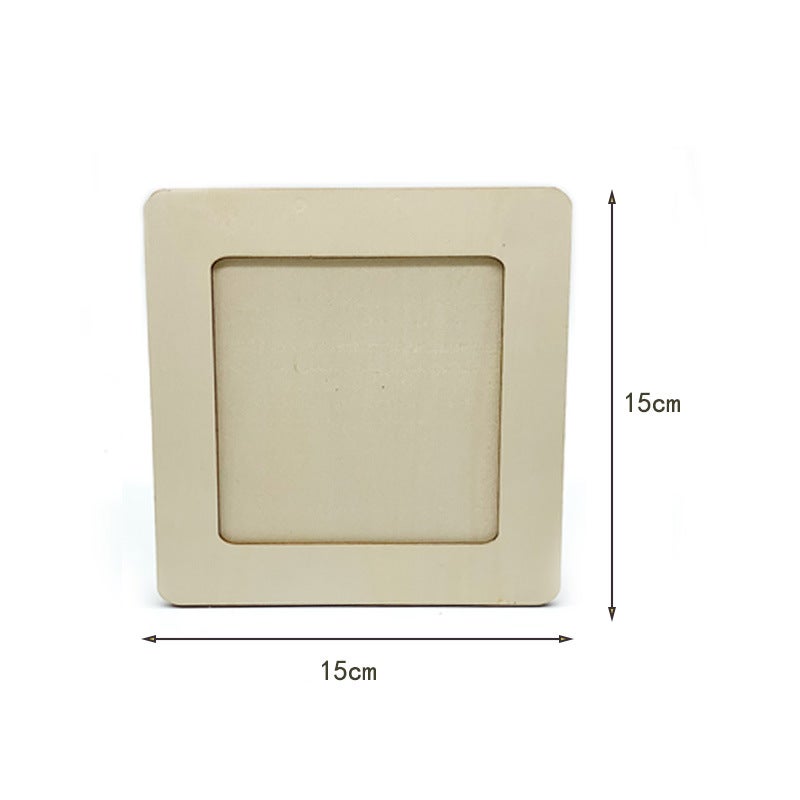 Children'S Handmade Diy Wooden Po Frame Kindergarten Coloring Ultra-Light Clay 5Inch 6Inch Wooden Po Frame White Blank - Image 1