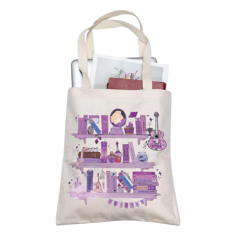 BLUPARK Singer Merchandise SN Album Tote Bag Album Name Inspired Tour Concert Tote Bag Music Lover Gift Singer Song Lyric Gift Speak Now Purple Tote