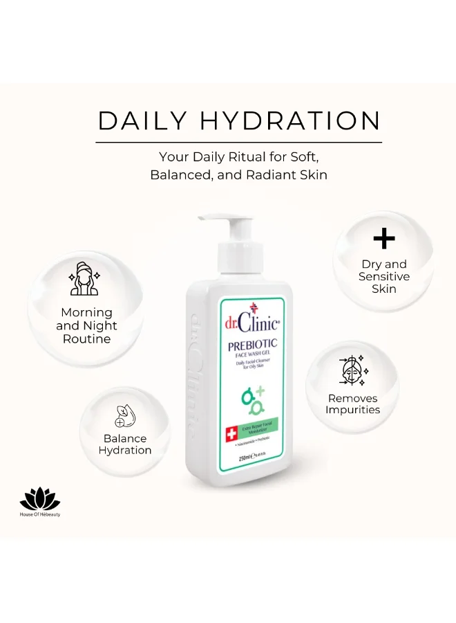 dr.Clinic DR. CLINIC | Prebiotic Face Wash Gel Daily Cleanser | Oil-Control Facial Wash | Enriched with Niacinamide & Prebiotics | For Oily Skin | 250 ml