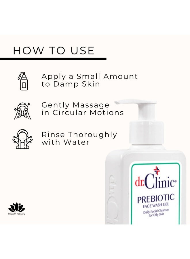 dr.Clinic DR. CLINIC | Prebiotic Face Wash Gel Daily Cleanser | Oil-Control Facial Wash | Enriched with Niacinamide & Prebiotics | For Oily Skin | 250 ml - Image 4