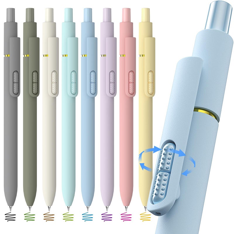 Hiacry 8 Pack Colorful Gel Ink Pensï¼ŒQuick-Dry 0.7mm Fine Point Fidget Pens for Smooth Writing, Journaling & Drawing, Aesthetic Morandi Color Pens for Women, School & Office Supplies (Morandi Colors) - Image 1