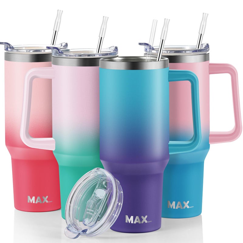 MaxBase 40 Oz Tumbler with Handle and Straw Lid, Insulated Reusable Stainless Steel Travel Mug Keeps Drinks Cold up to 34 Hours, 100% Leakproof Bottle (Amethyst) - Image 1