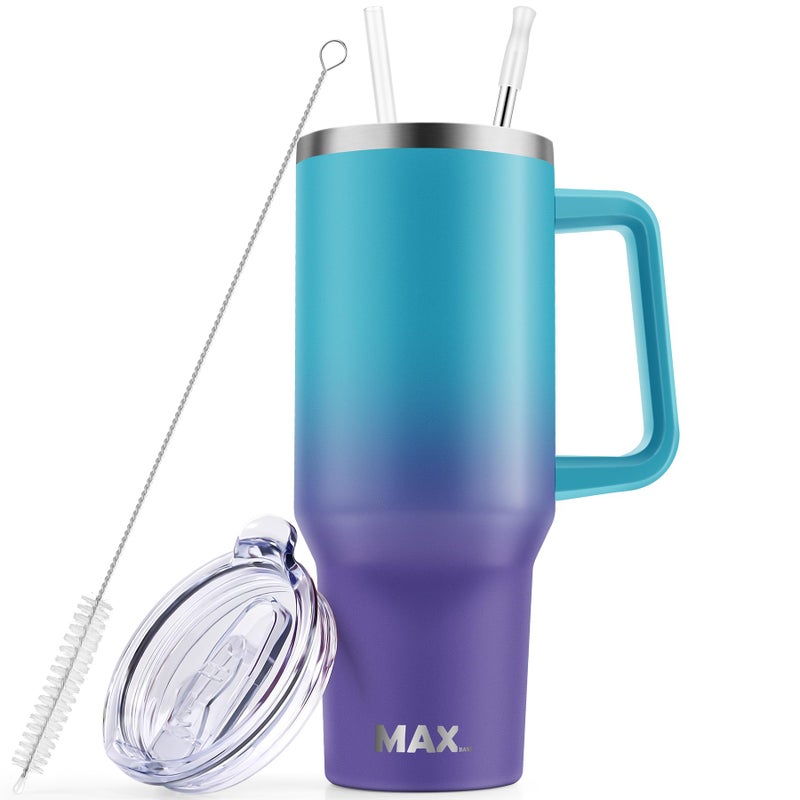 MaxBase 40 Oz Tumbler with Handle and Straw Lid, Insulated Reusable Stainless Steel Travel Mug Keeps Drinks Cold up to 34 Hours, 100% Leakproof Bottle (Amethyst) - Image 2