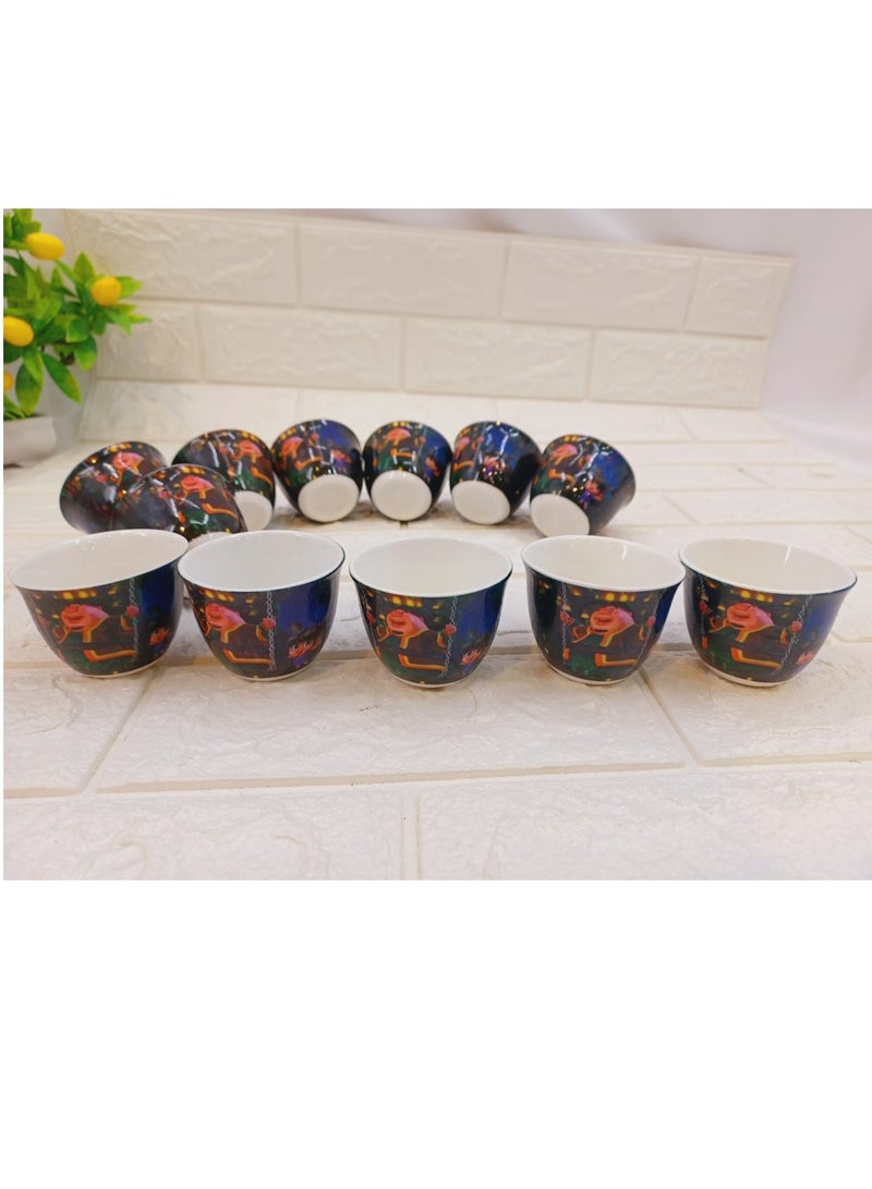12 Pieces Set Of Arabic Coffee Cups With Ramadan Graphics - Image 1