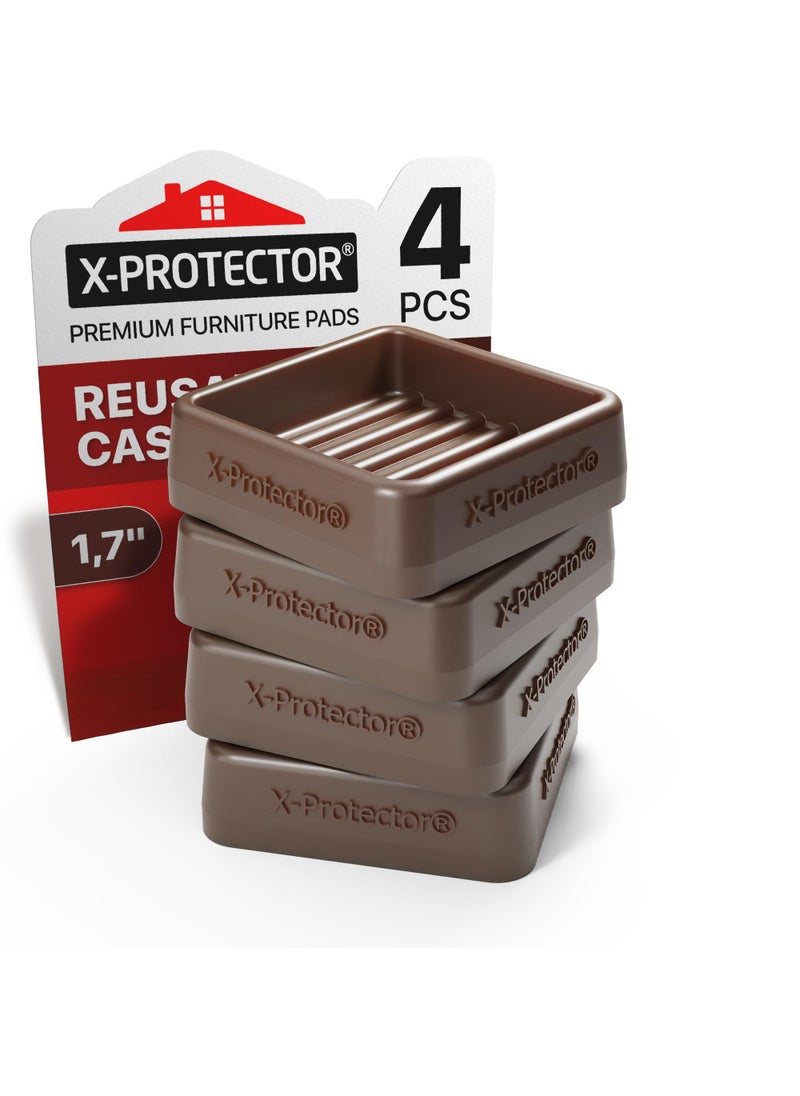 X-Protector Furniture Cups XPROTECTOR  17 Caster Cups 4 PCS  Lined Furniture Coasters  Ideal Bed Stoppers  Non Skid Furniture Pads with a Perfect Design  Rubber Furniture Pads  Protect Any Flooring 