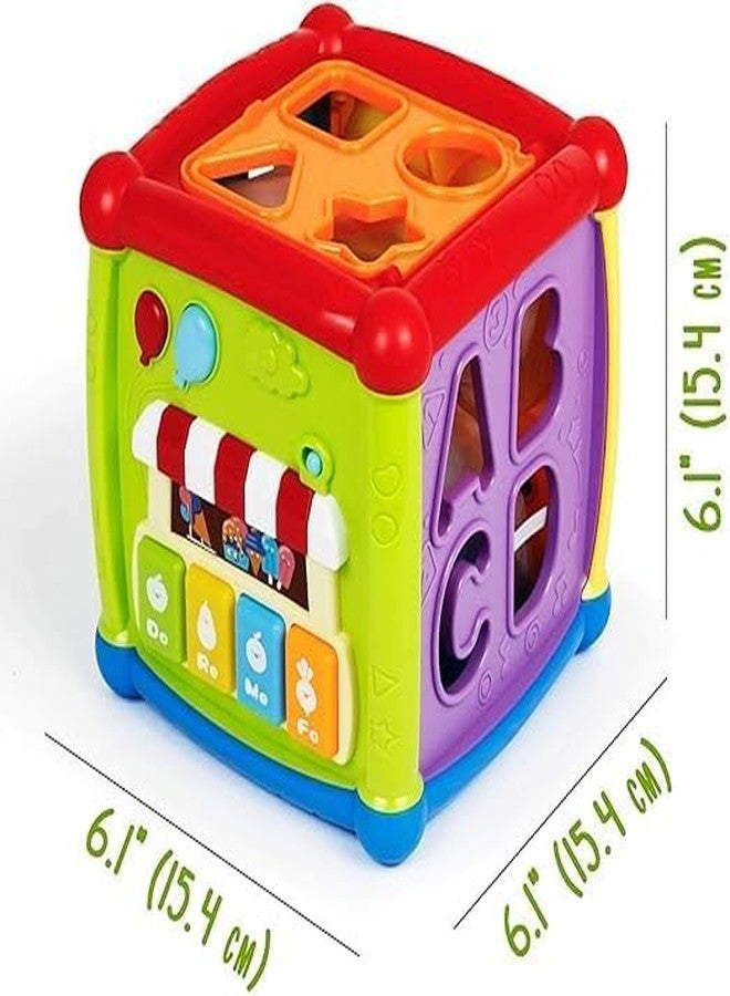 RAHU Baby Activity Cube Includes ABCD Letters Colorful Shape Sorter Vehicle Clock Piano Keys Alphabets-Tree Educational Learning Toy for Kids (Fancy Cube) - Image 3