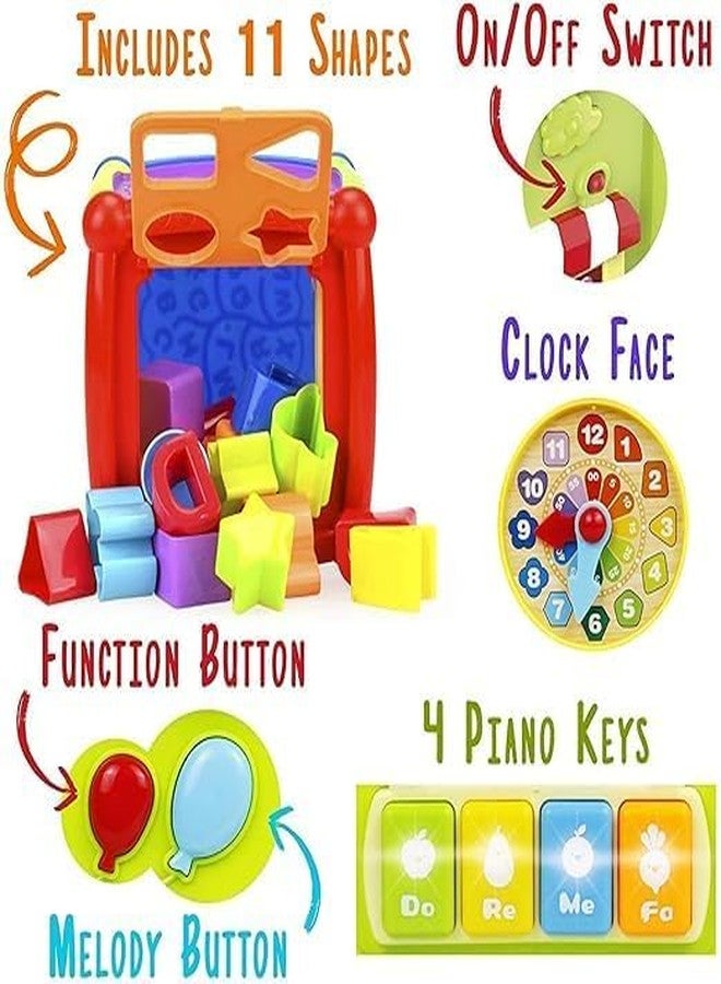 RAHU Baby Activity Cube Includes ABCD Letters Colorful Shape Sorter Vehicle Clock Piano Keys Alphabets-Tree Educational Learning Toy for Kids (Fancy Cube) - Image 4