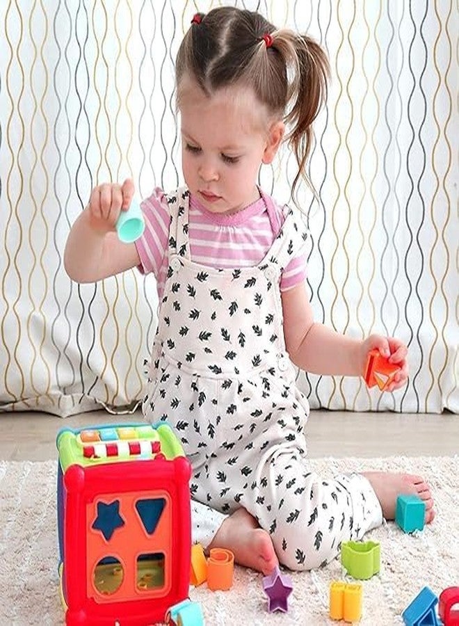 RAHU Baby Activity Cube Includes ABCD Letters Colorful Shape Sorter Vehicle Clock Piano Keys Alphabets-Tree Educational Learning Toy for Kids (Fancy Cube) - Image 5