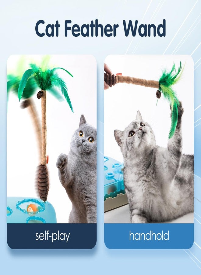 Migipaws 7-in-1 Interactive Cat Toy Motion Activated Indoor Playset with Automatic Pop Bounce Cat Ball, Feather Palm Tree Wand, Catnip Ball & Self-Grooming Cardboard House Rechargeable - Image 3