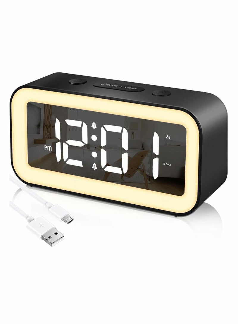 Y&D Digital Alarm Clock with Night Light Clocks Bedside Adjustable Brightness Big LED Digit Display Snooze 12 24Hr Dual Weekend Mode Sound Activation USB Charging Port for Kids Bedroom Office - Image 1