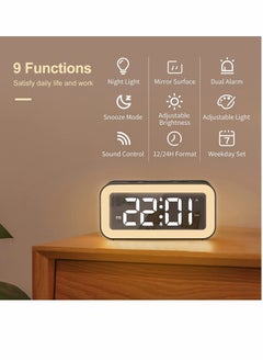 Y&D Digital Alarm Clock with Night Light Clocks Bedside Adjustable Brightness Big LED Digit Display Snooze 12 24Hr Dual Weekend Mode Sound Activation USB Charging Port for Kids Bedroom Office  - Image 2