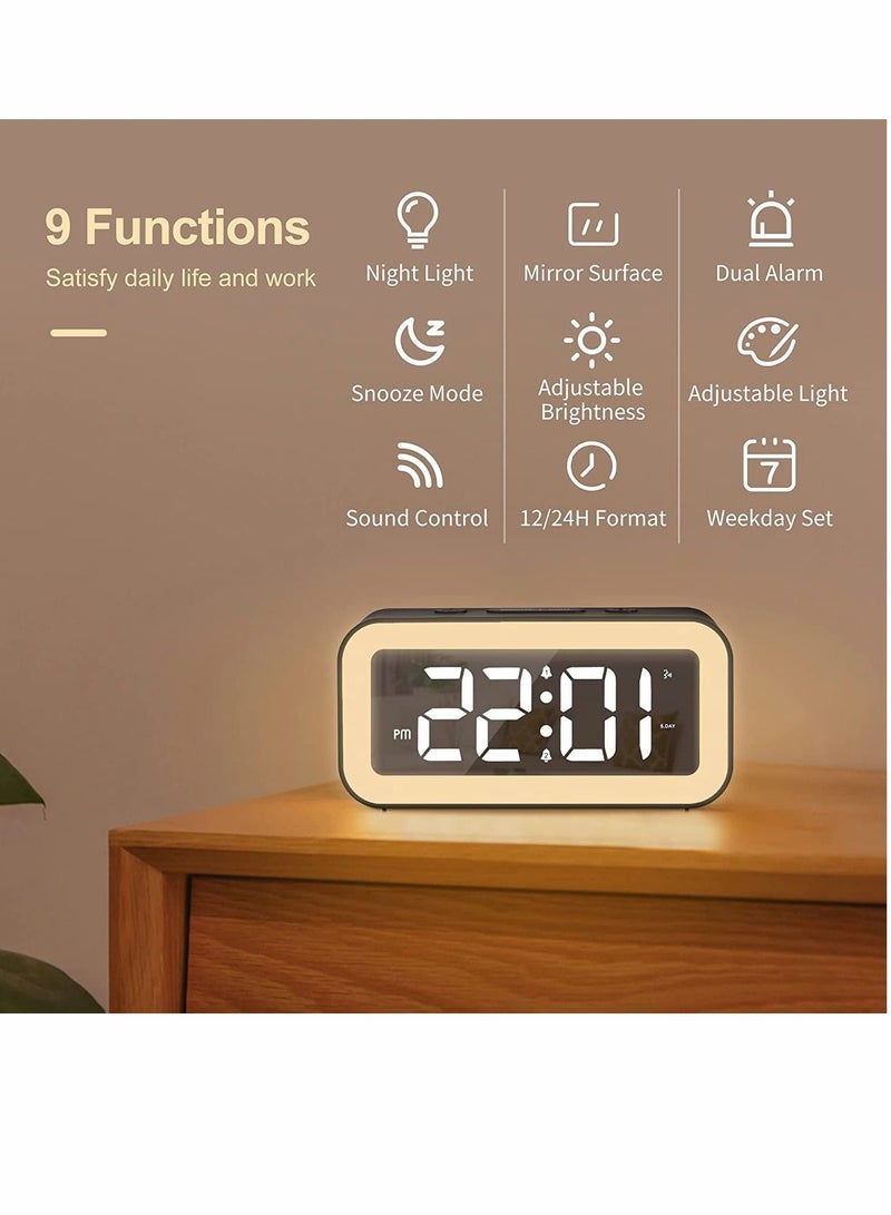 Y&D Digital Alarm Clock with Night Light Clocks Bedside Adjustable Brightness Big LED Digit Display Snooze 12 24Hr Dual Weekend Mode Sound Activation USB Charging Port for Kids Bedroom Office - Image 2