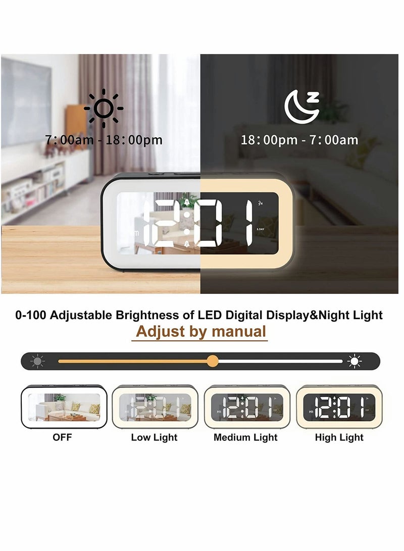 Y&D Digital Alarm Clock with Night Light Clocks Bedside Adjustable Brightness Big LED Digit Display Snooze 12 24Hr Dual Weekend Mode Sound Activation USB Charging Port for Kids Bedroom Office - Image 4
