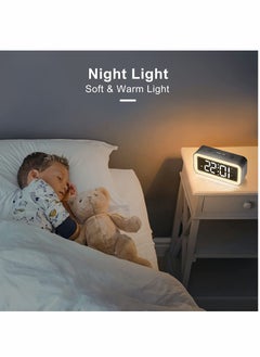 Y&D Digital Alarm Clock with Night Light Clocks Bedside Adjustable Brightness Big LED Digit Display Snooze 12 24Hr Dual Weekend Mode Sound Activation USB Charging Port for Kids Bedroom Office  - Image 3