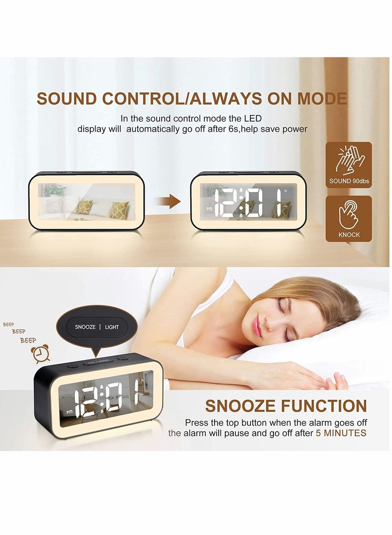 Y&D Digital Alarm Clock with Night Light Clocks Bedside Adjustable Brightness Big LED Digit Display Snooze 12 24Hr Dual Weekend Mode Sound Activation USB Charging Port for Kids Bedroom Office - Image 5