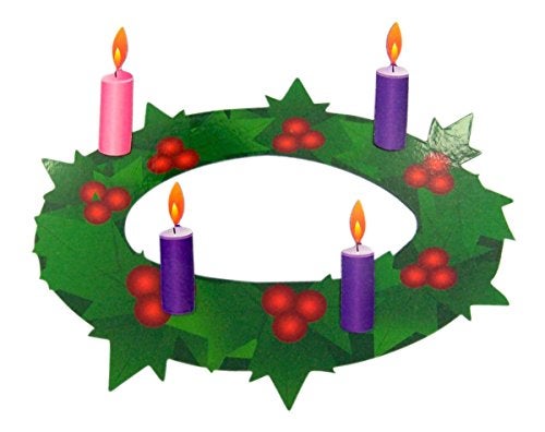 CB إكليل عيد الميلاد مع شموع وردية وبنفسجية مجموعة مغناطيس مرنة 7 بوصة