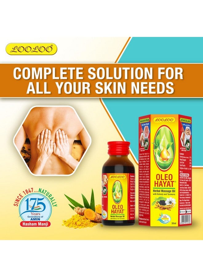 LooLoo Oleo Hayat Herbal Massage Oil Kalonji & Turmeric Repairs The Skin Pack Of 3 (50Ml Each) - Image 2