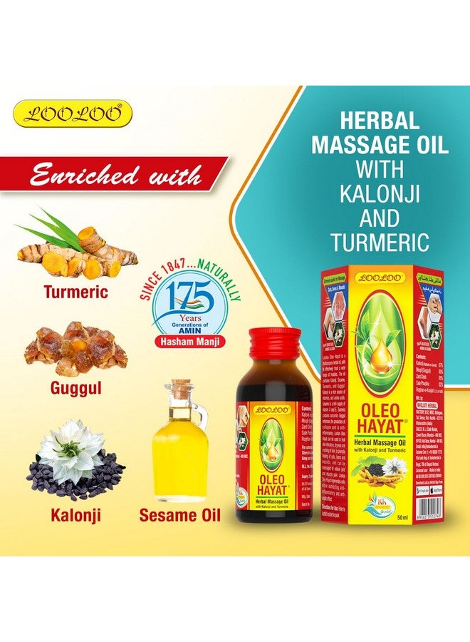 LooLoo Oleo Hayat Herbal Massage Oil Kalonji & Turmeric Repairs The Skin Pack Of 3 (50Ml Each) - Image 3