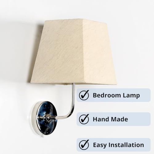 Craftter 5W Trapezoid Shape Wall Lamp Fixture for Living Room, Bedroom-Decorative Small Lamp for Bedside, Indoor lamp (Textured Off White, CFSL-2)(Corded-Electric, Fabric) - Image 3