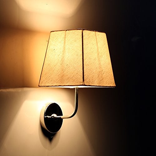 Craftter 5W Trapezoid Shape Wall Lamp Fixture for Living Room, Bedroom-Decorative Small Lamp for Bedside, Indoor lamp (Textured Off White, CFSL-2)(Corded-Electric, Fabric) - Image 1
