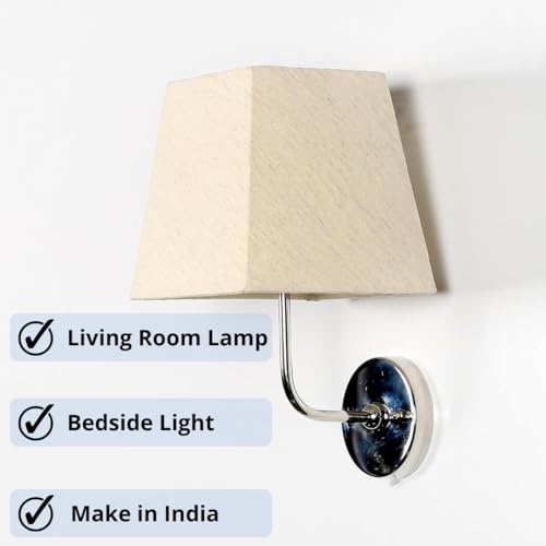 Craftter 5W Trapezoid Shape Wall Lamp Fixture for Living Room, Bedroom-Decorative Small Lamp for Bedside, Indoor lamp (Textured Off White, CFSL-2)(Corded-Electric, Fabric) - Image 2