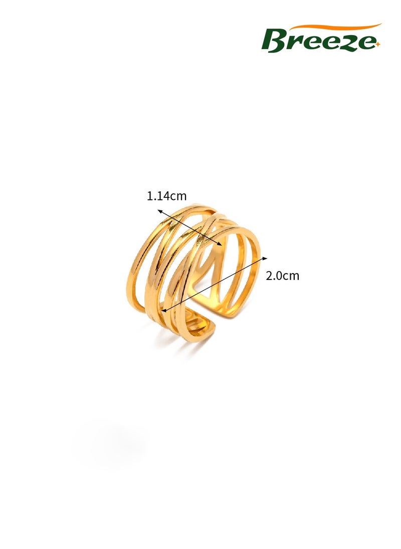 Breeze - Gold-plated titanium steel open ring does not fade, niche and versatile ring - Image 1
