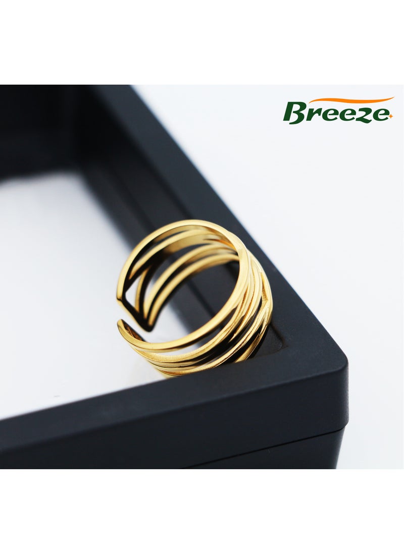 Breeze - Gold-plated titanium steel open ring does not fade, niche and versatile ring - Image 1
