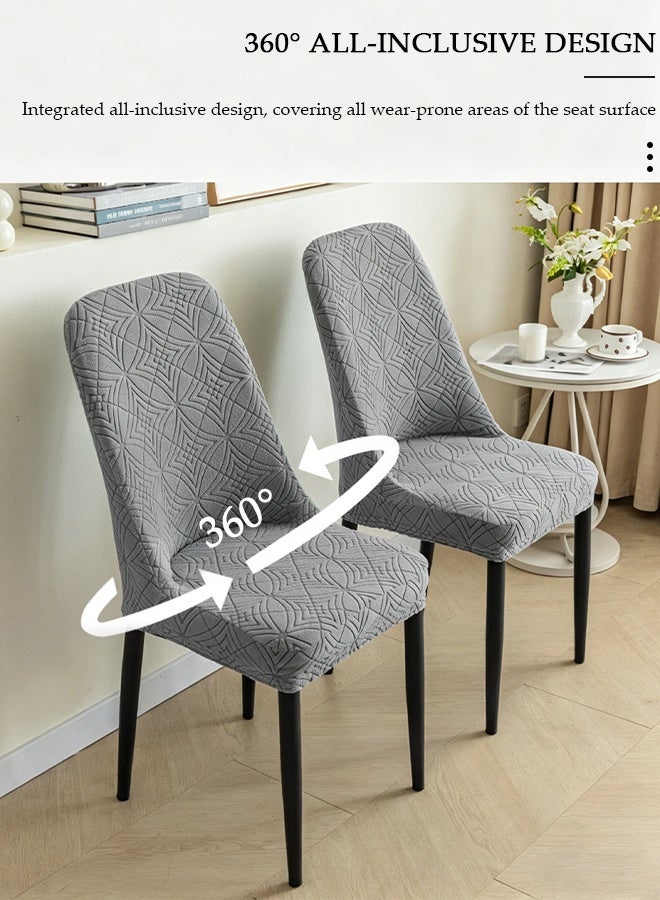DUNISO 4 Pack Stretch Jacquard Dining Chair Slipcover, Light Gray Elastic Patterned Chair Protector Cover for Home Kitchen Restaurant - Image 3