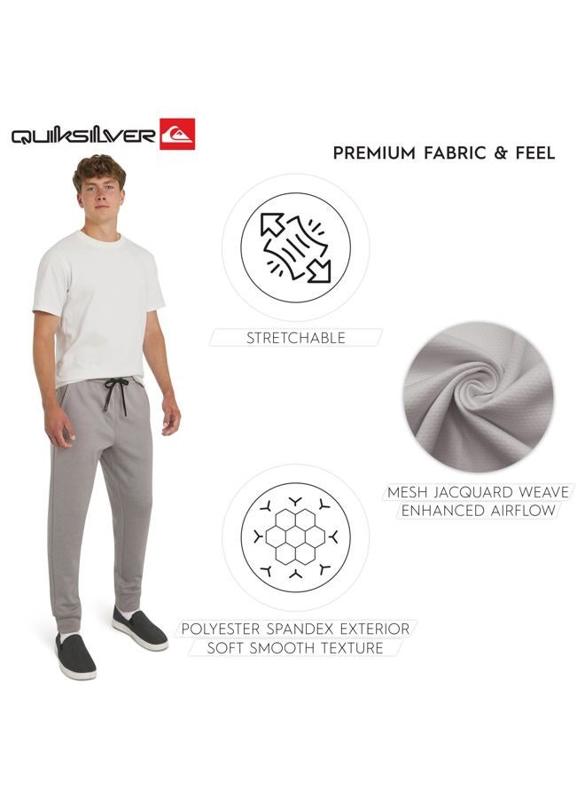 QUIKSILVER Men's Regular Fit Active Performance Heavyweight Jacquard Mesh and Polar Fleece Jogger Pants, Alloy, S - Image 4