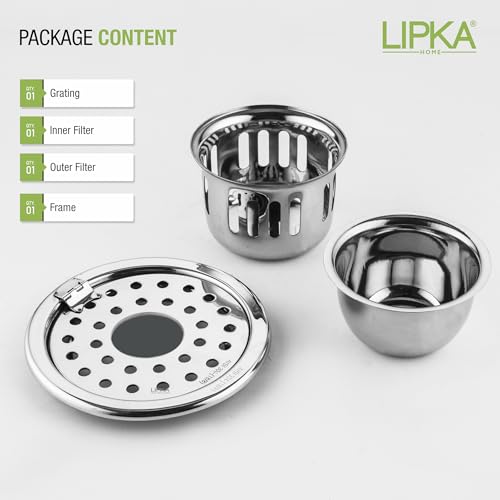 LIPKA Round Floor Drain |304-Grade Stainless Steel | 4 Inches| with Cockroach Trap/Jali & Hinge| Floor Drain for Bathroom Drainer Jali | - Image 5
