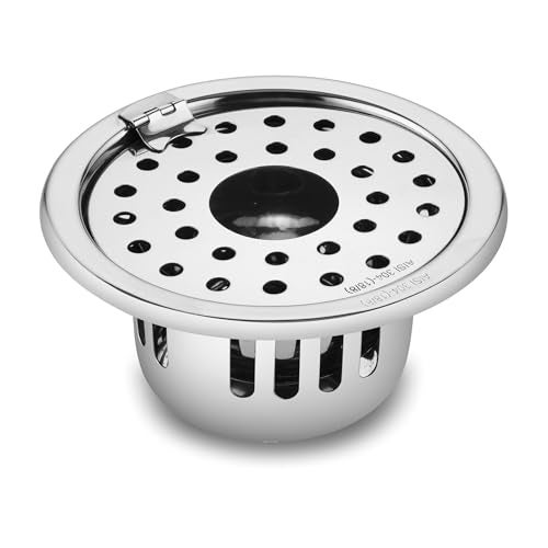 LIPKA Round Floor Drain |304-Grade Stainless Steel | 4 Inches| with Cockroach Trap/Jali & Hinge| Floor Drain for Bathroom Drainer Jali | - Image 1